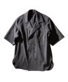＜山内＞墨染強撚コットンボイルクロス・ダブルオープンカラーショートスリーブシャツ