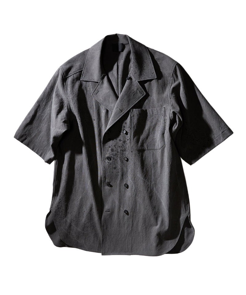 ＜山内＞墨染強撚コットンボイルクロス・ダブルオープンカラーショートスリーブシャツ