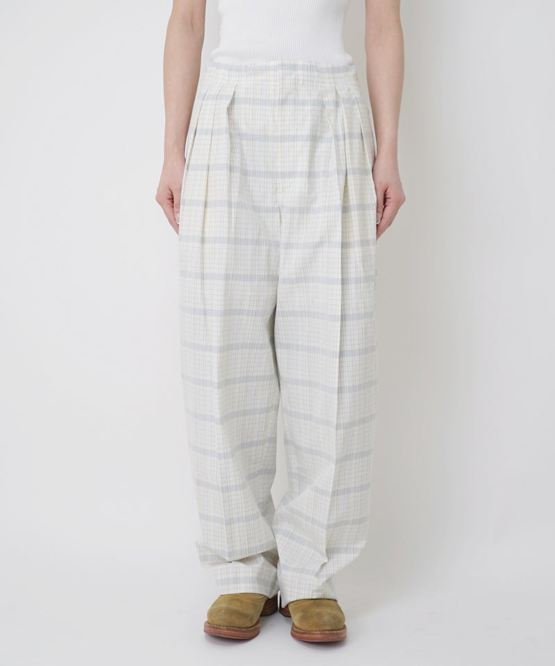 FINXCOTTONGRIDGRAPHCHECKTUCKEDPANTS