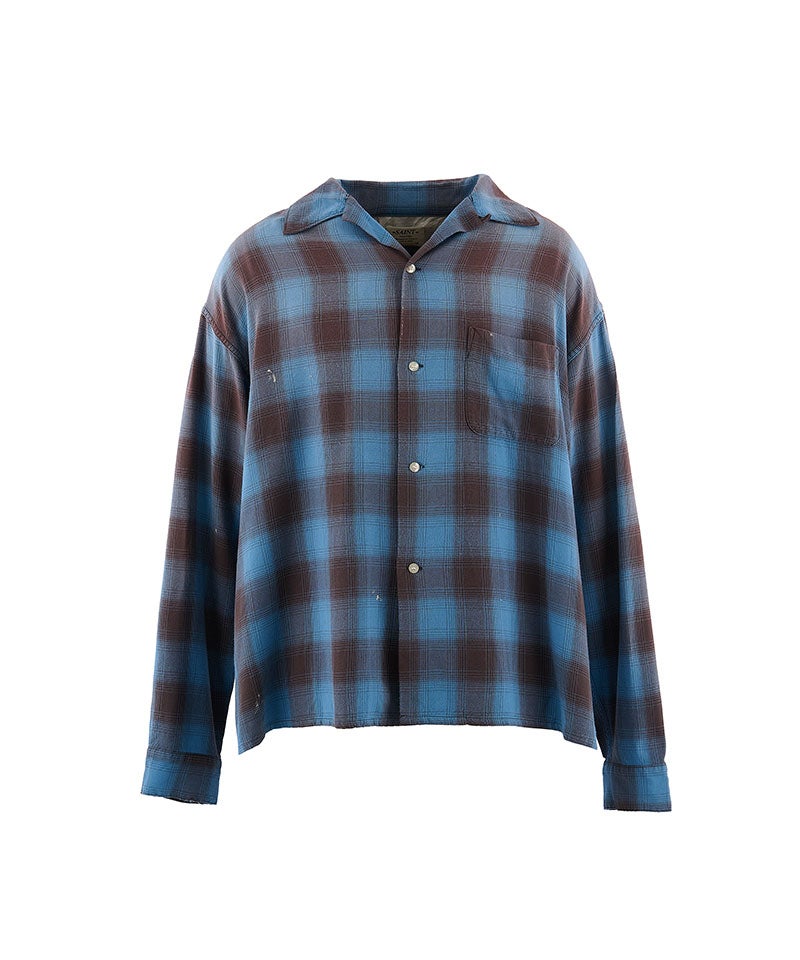 【美品】セントマイケル レーヨン チェック シャツ Sサイズ スカイブルー SAINT MICHAEL＞RAYON SHIRT/CHECK/BLUE | MAKES ONLINE STORE