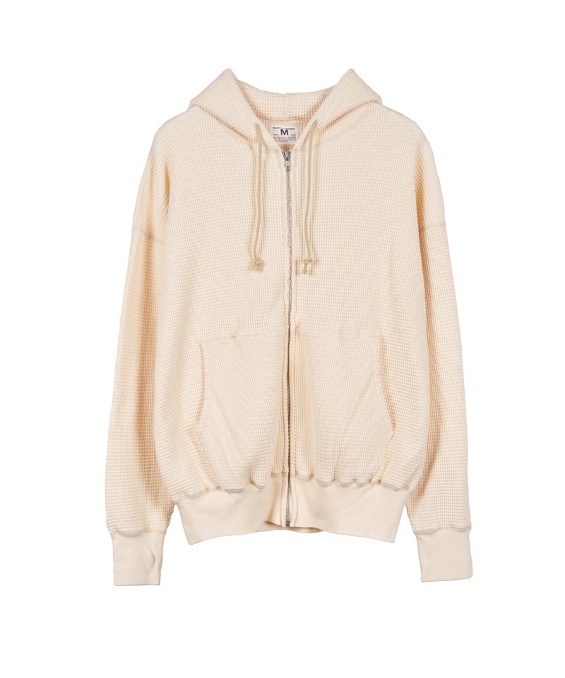 WAFFLE SWEAT HOODED ZIP
