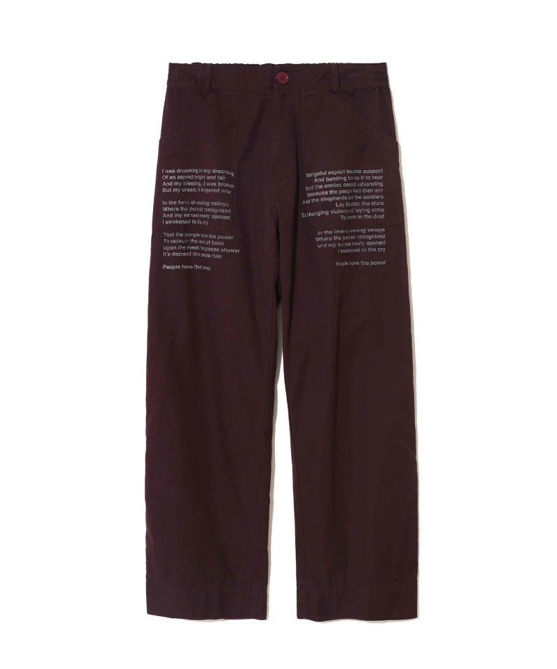 ＜UNDERCOVER＞Coギャバジンシリコンファティーグパンツ リリックプリント