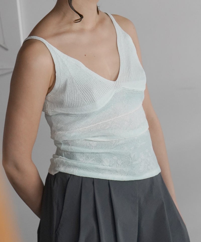 Mame Kurogouchi＞Floral Jacquard Knit Camisole Top | MAKES ONLINE