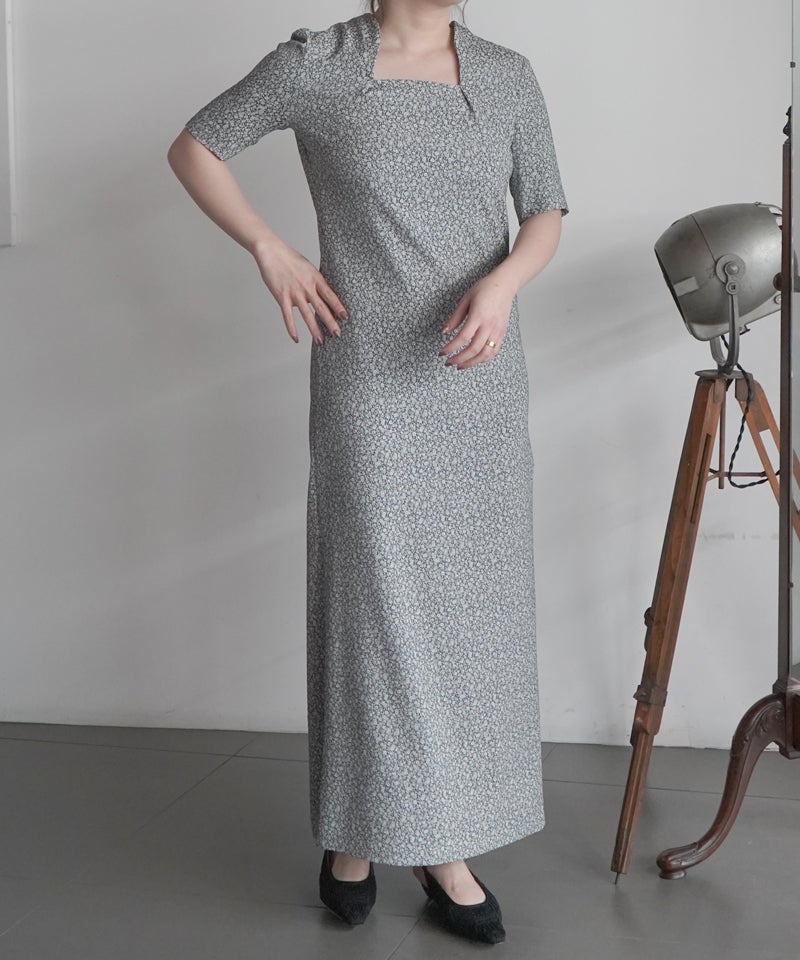 Mame Kurogouchi＞Floral Jacquard Square Neck Dress | MAKES ONLINE