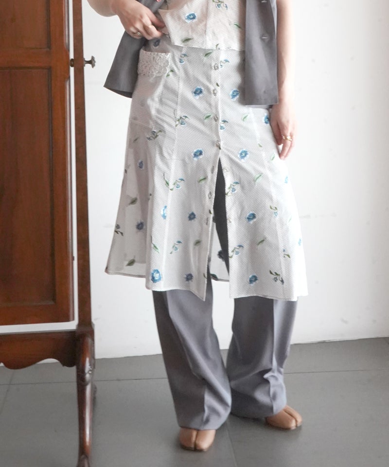 FUMIKA＿UCHIDA＞Allover Emb. button down midi skirt | MAKES ONLINE