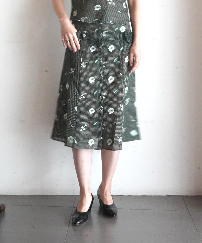 FUMIKA＿UCHIDA＞Allover Emb. button down midi skirt | MAKES ONLINE