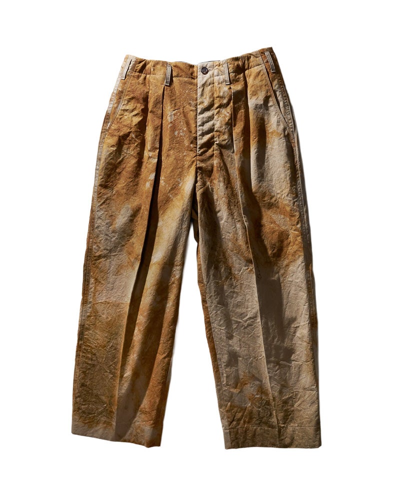 ＜山内＞エンシェントダイ･超高密度シールドコットンクロス･ワンタックワイドパンツ