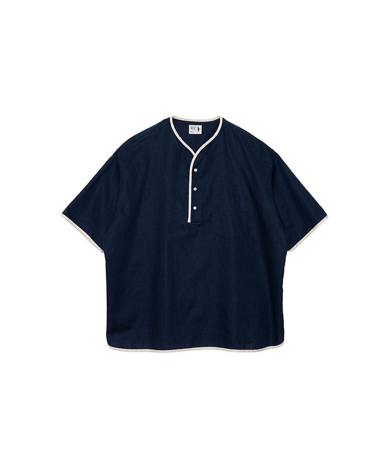 HENLEY NECK DEPARTMENT＞Allen-NAVY COTTON LINEN | MAKES ONLINE STORE