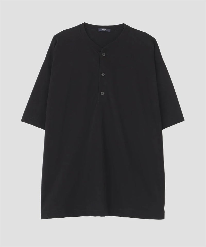 YLÈVE＞COTTON HIGH-TWISTED JERSEY HENRY NECK T | MAKES ONLINE