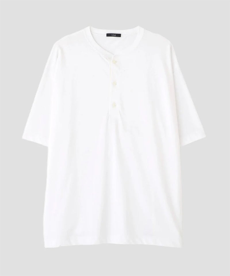 YLÈVE＞COTTON HIGH-TWISTED JERSEY HENRY NECK T | MAKES ONLINE
