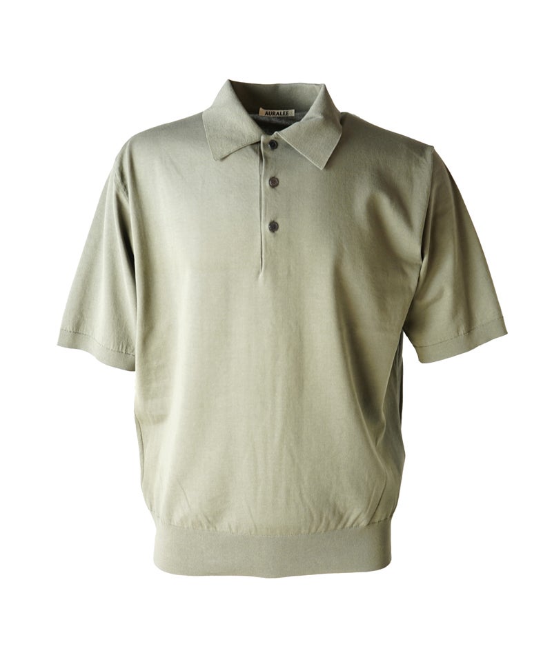 AURALEE＞GIZA HIGH GAUGE KNIT POLO | MAKES ONLINE STORE