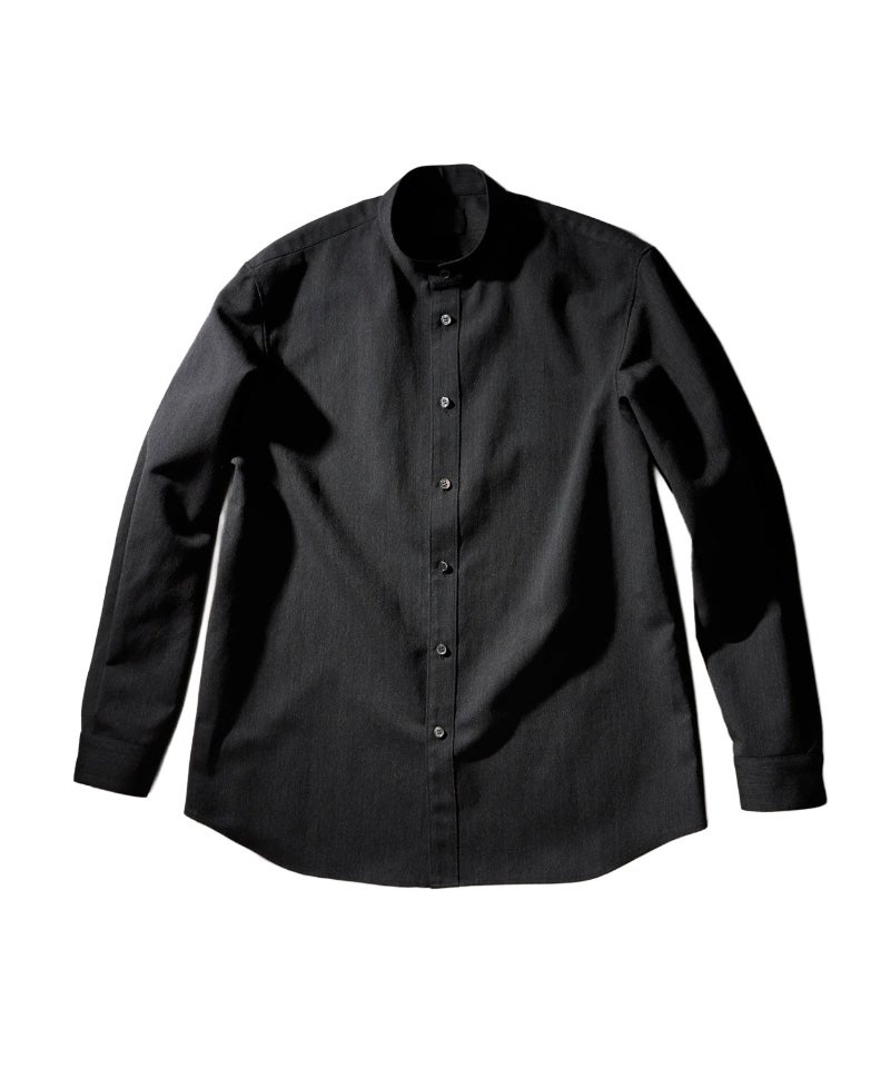 ＜山内＞ウール×和紙 ・スタンダードシャツ/スタンドカラー