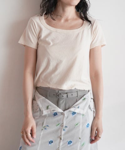 FUMIKA UCHIDA ボートネックTシャツ sax FUMIKA_UCHIDA/COTTON JERSEY 