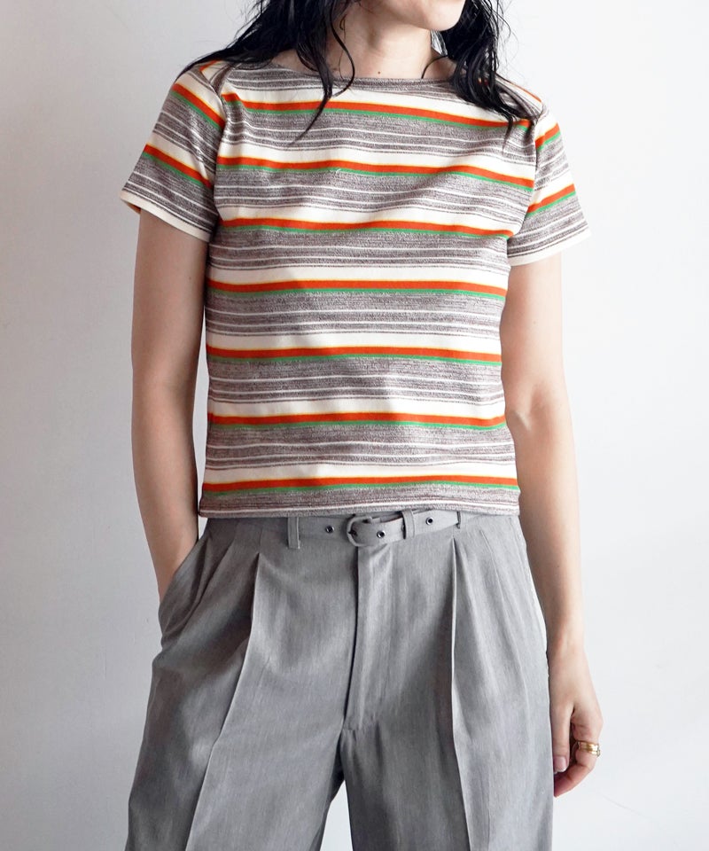 フミカウチダ　Tシャツ FUMIKA UCHIDA / TRIMMED DOUBLE NECK TEE / OFFWHITE/RED - 601