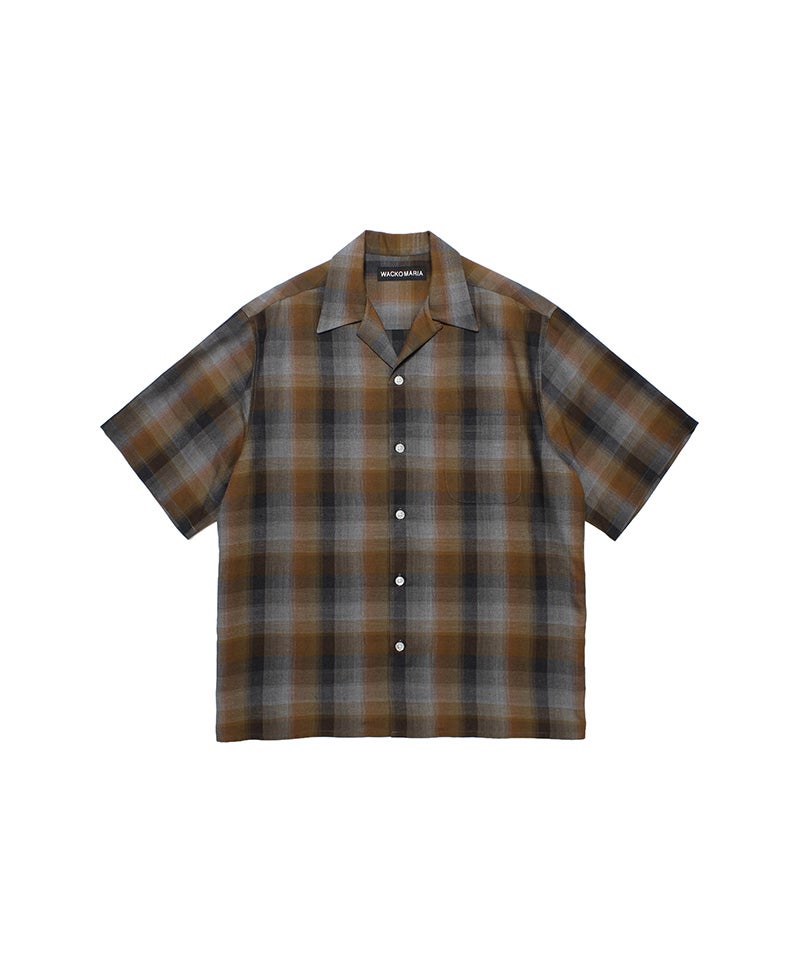 OMBRE CHECK OPEN COLLAR SHIRT ワコマリア WACKO MARIA＞OMBRE CHECK OPEN COLLAR SH S/S(TYPE-1) | MAKES ONLINE