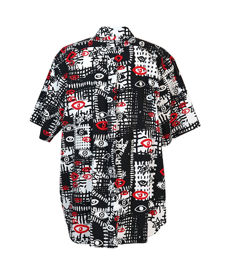 BLACK COMME des GARCONS＞綿ブロード FILIPプリントSSシャツ (1Q-B021