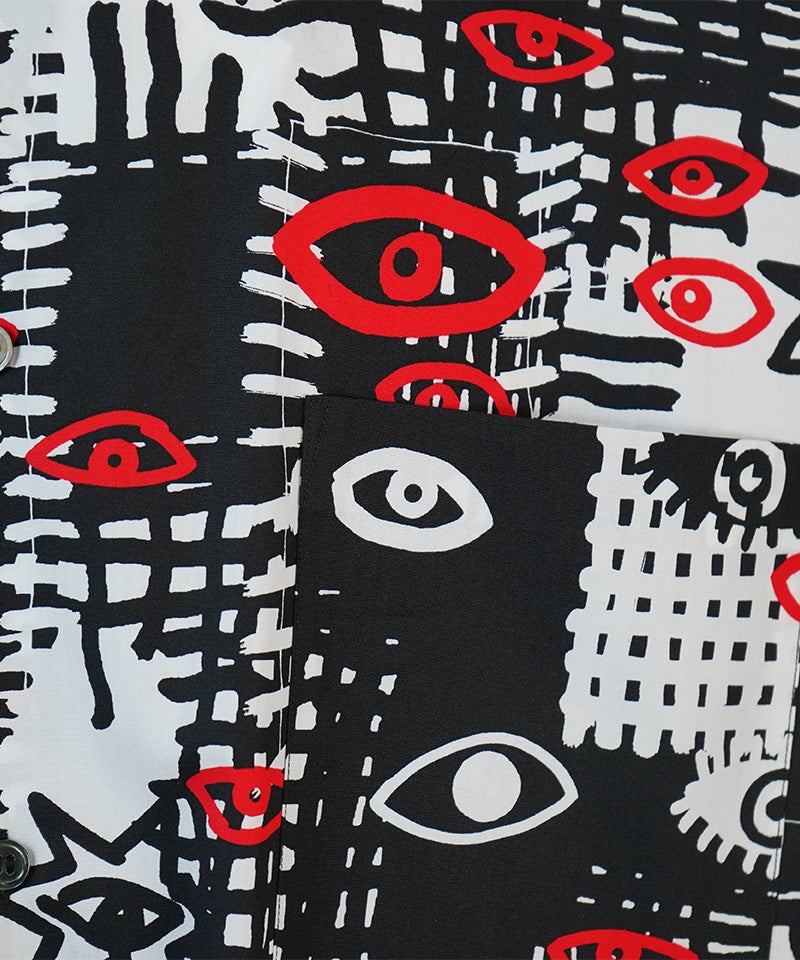 BLACK COMME des GARCONS＞綿ブロード FILIPプリントSSシャツ (1Q-B021