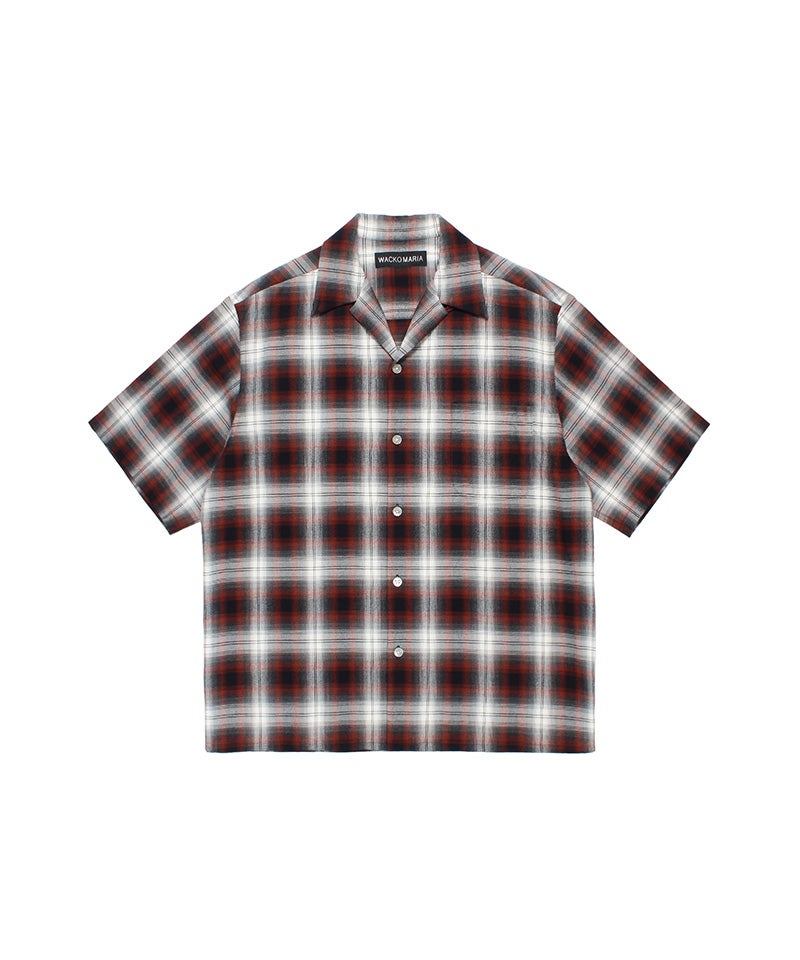 トップス WACKO MARIA OMBRE CHECK OPEN SHIRT WACKO MARIA＞OMBRE CHECK OPEN COLLAR SHIRT S/S (TYPE-2) | MAKES
