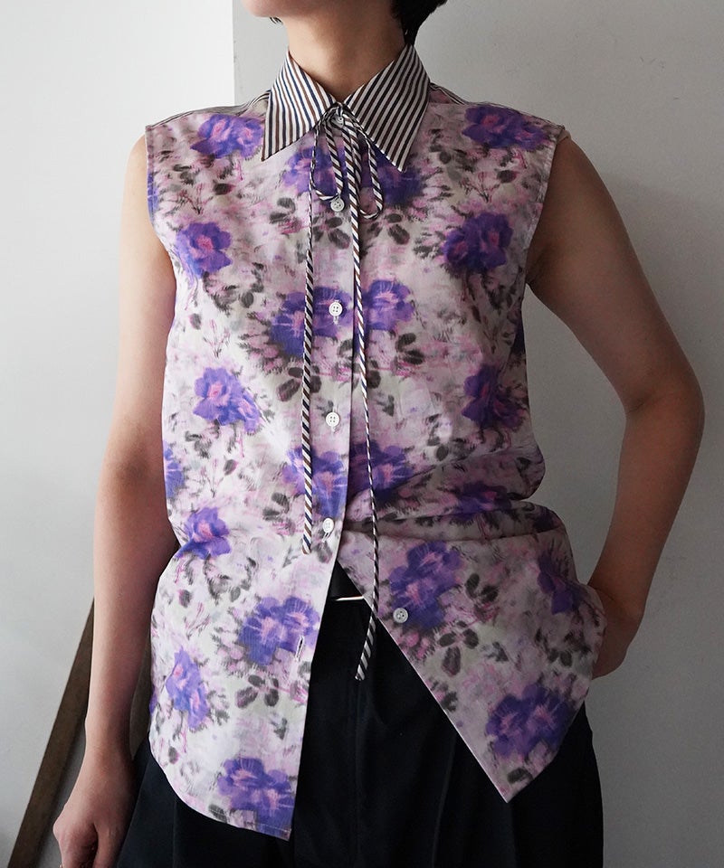 Meryll Rogge＞SLEEVELESS SLIM FIT WOMENS COMBO SHIRT | MAKES