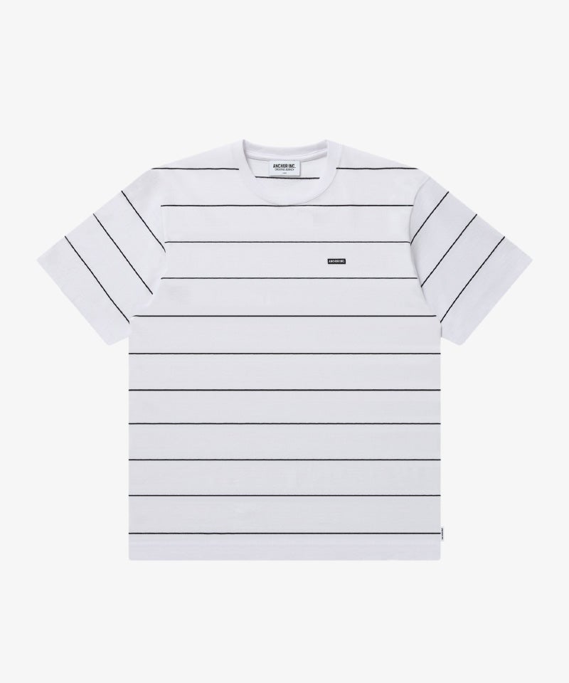 ANCHOR INC.＞BOLD LOGO PATCHED STRIPE TEE | MAKES ONLINE STORE
