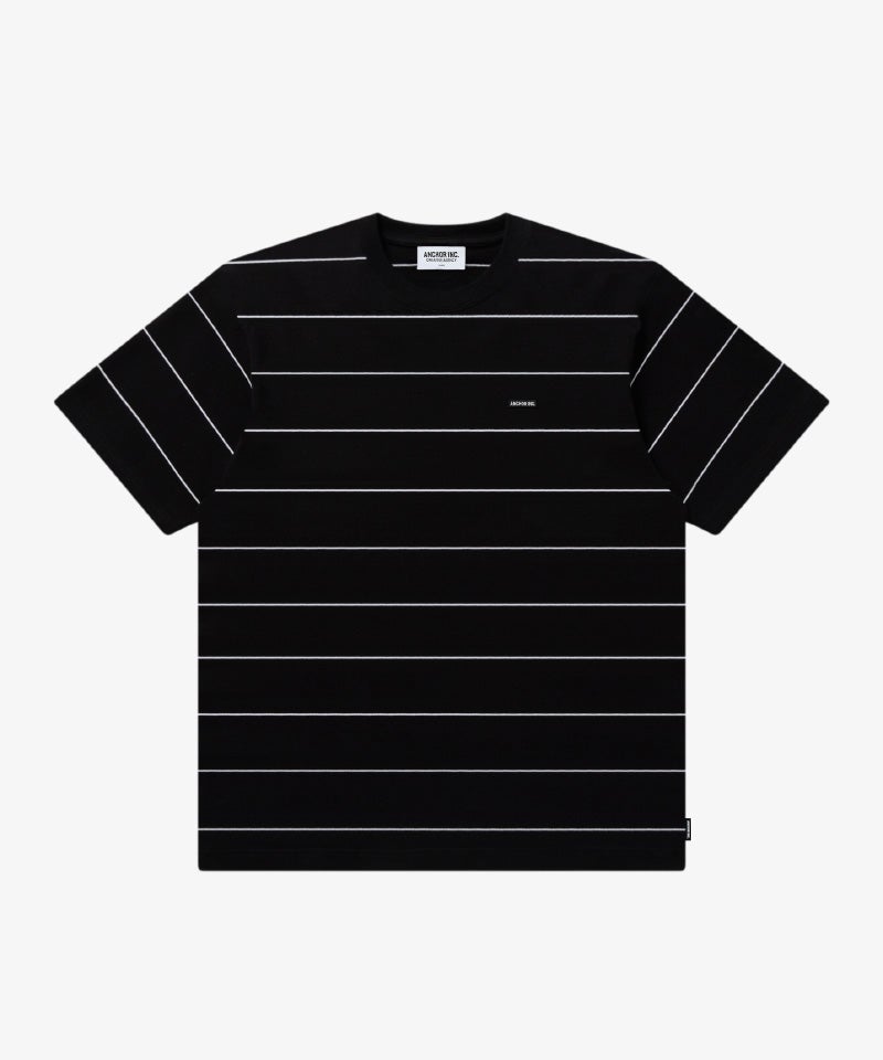 ANCHOR INC.＞BOLD LOGO PATCHED STRIPE TEE | MAKES ONLINE STORE