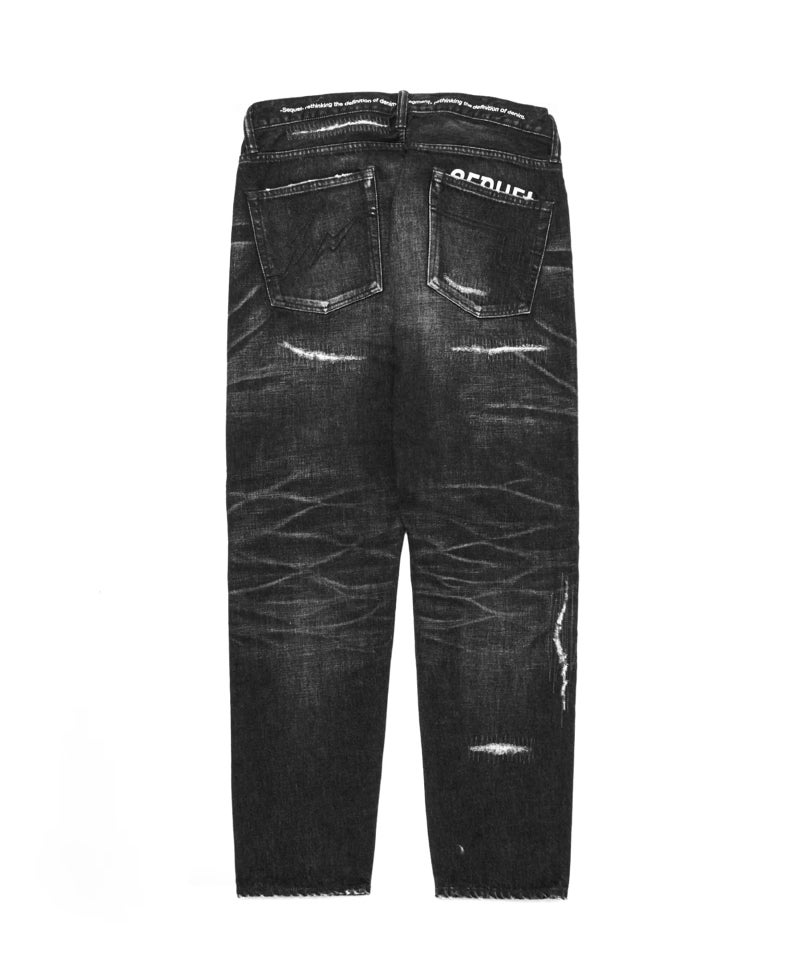 SEQUELシークエル DENIM PANTSブラックデニムSQ-22SS-PT-02【M】【MDNA75763】 SEQUEL＞DAMEGE DENIM PANTS | MAKES ONLINE STORE