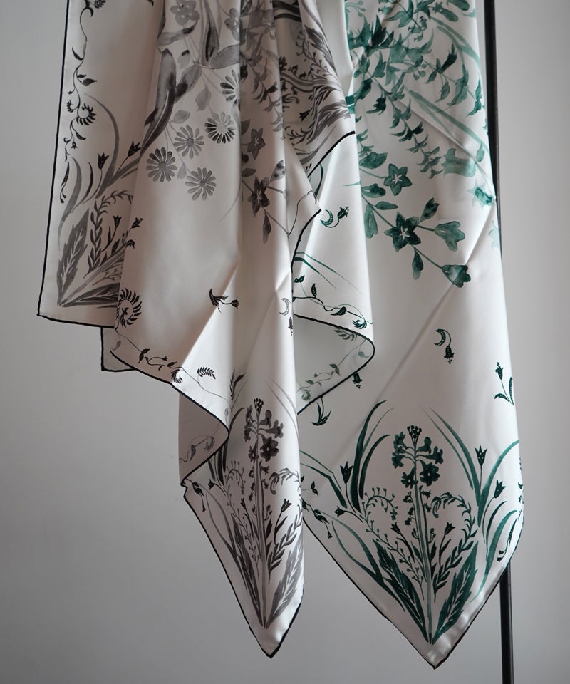 Mame Kurogouchi＞Hand Printed Silk Scarf | MAKES ONLINE STORE