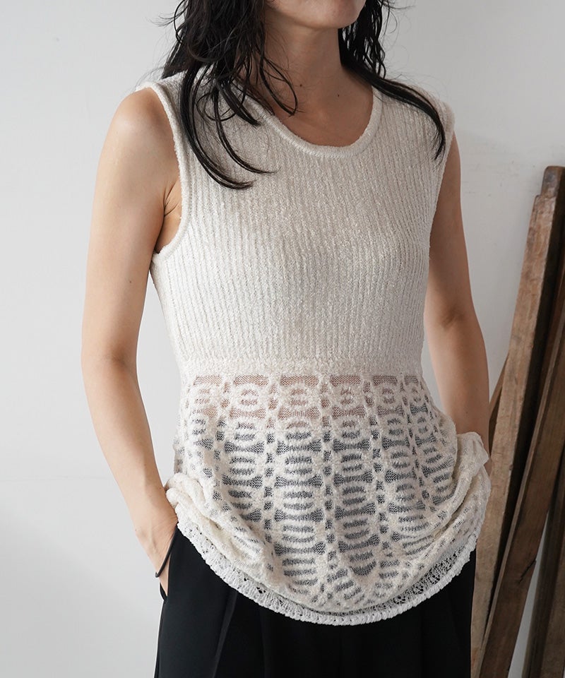 Mame Kurogouchi＞Sheer Jacquard Mole Knit Vest | MAKES ONLINE STORE