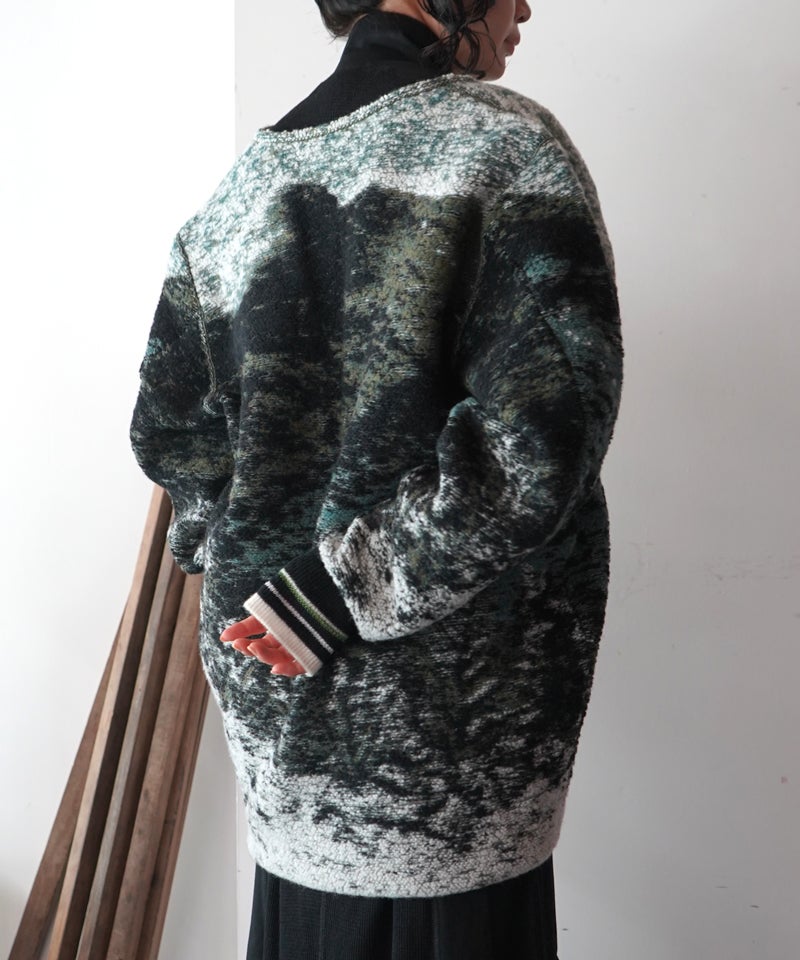 Mame Kurogouchi＞Pile Jacquard Plunge Knit Top | MAKES ONLINE STORE