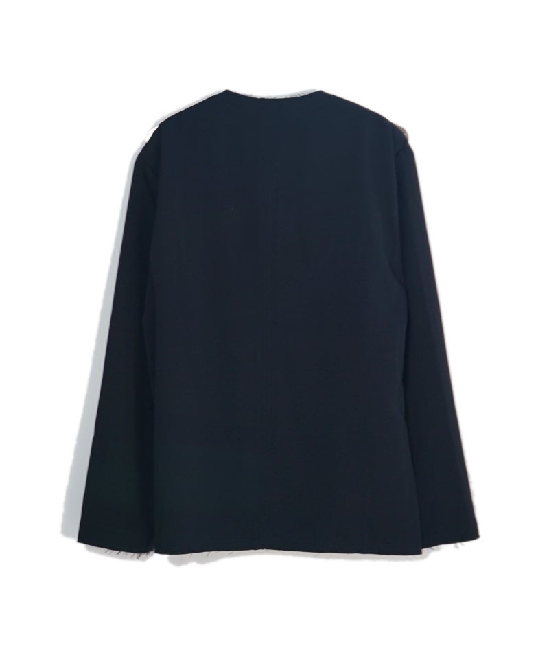 KHOKI>No-collar wool gabardine jacket | MAKES ONLINE STORE KHOKI>No-collar wool gabardine jacket | MAKES ONLINE STORE