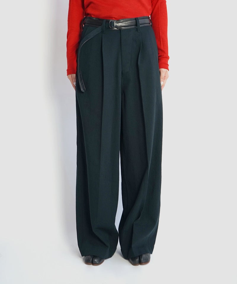 blurhms＞Denim-Leather Belted Trousers | MAKES ONLINE STORE