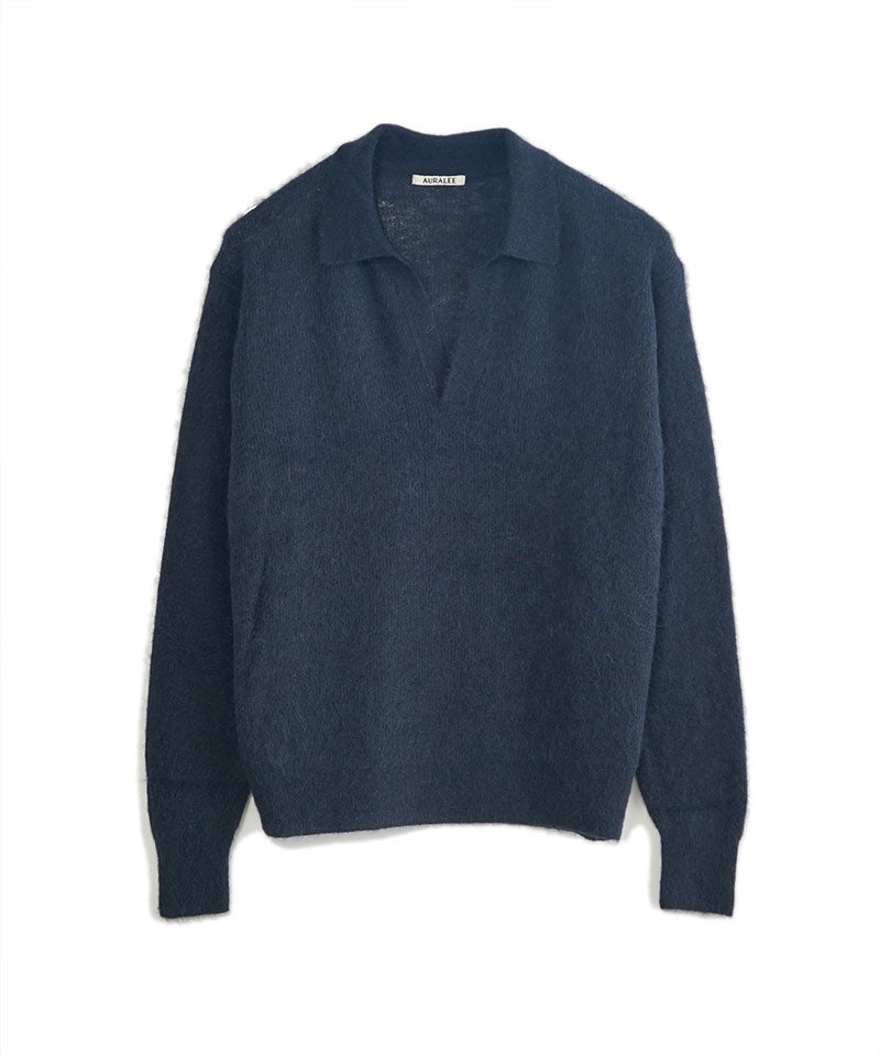 AURALEE＞BABY SURI ALPACA SHEER KNIT SKIPPER POLO | MAKES ONLINE STORE