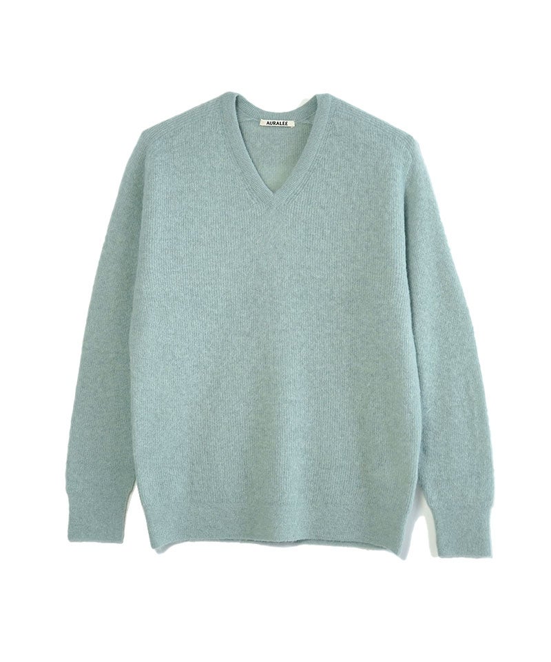AURALEE＞BABY SURI ALPACA SHEER KNIT V-NECK P/O | MAKES ONLINE STORE