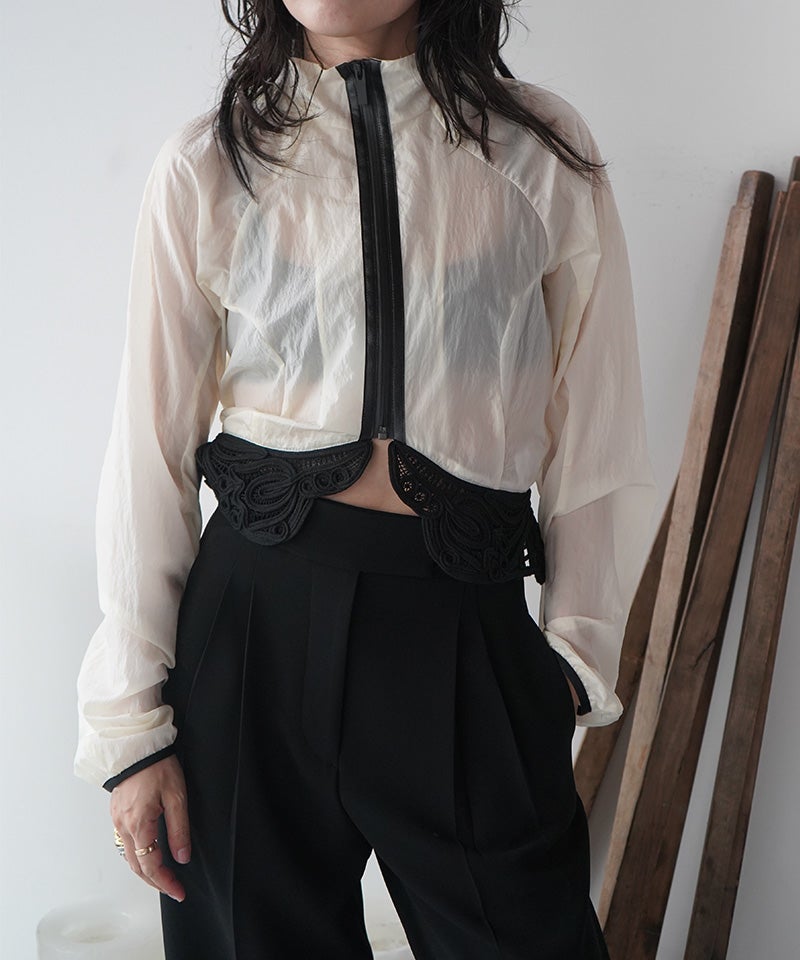 Mame Kurogouchi＞Nylon Short Jacket Cording Embroidery | MAKES