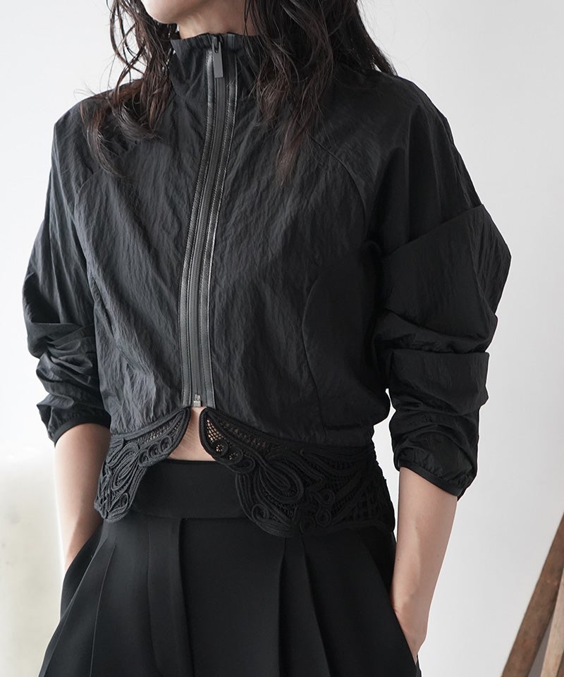Mame Kurogouchi＞Nylon Short Jacket Cording Embroidery | MAKES 