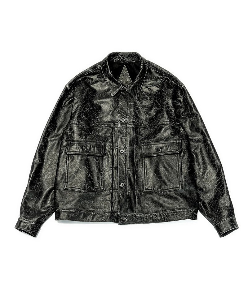 A LEATHER＞Trucker Jacket -Vintage Black- | MAKES ONLINE STORE