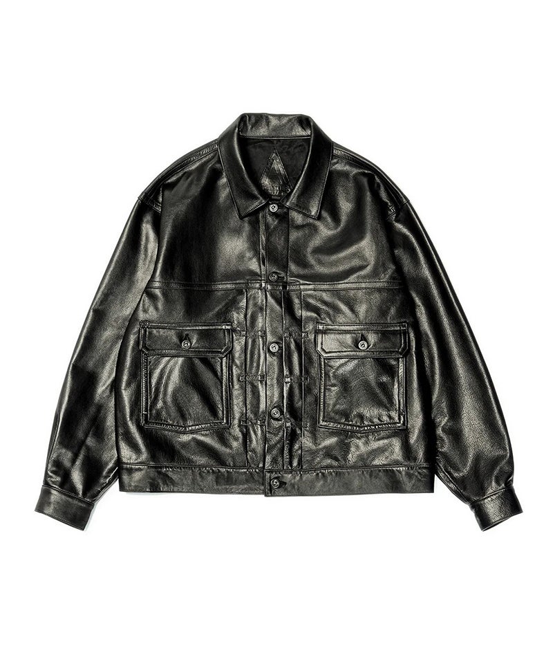 【新品】A LEATHER エーレザー ハット ブラック 日本製 本革 最高級 A LEATHER＞Trucker Jacket -Black Luxe- | MAKES ONLINE STORE