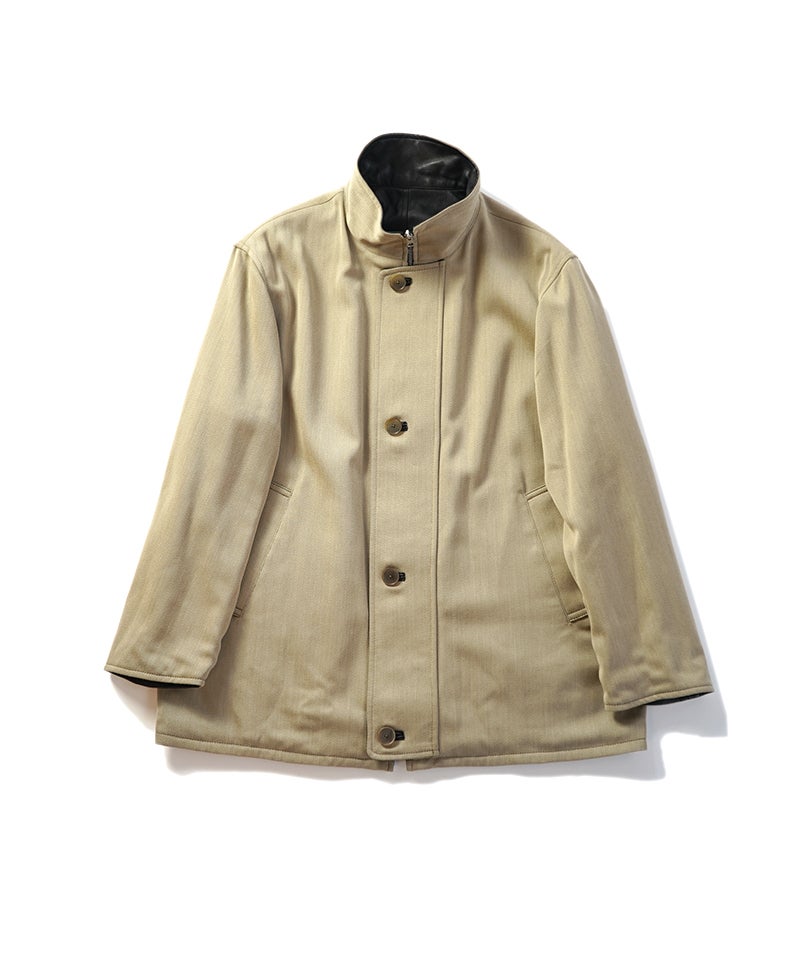 AURALEE＞REVERSIBLE WOOL TWISTED TWILL / SHEEP LEATHER HALF COAT