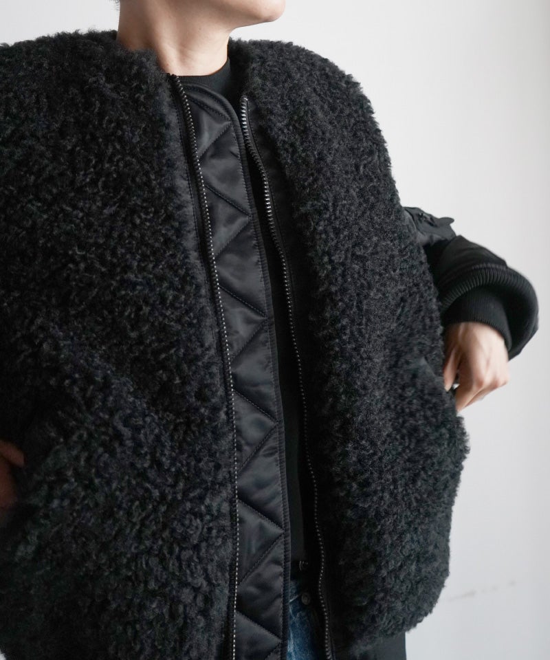 HYKE＞FAUX SHEARLING TYPE MA-1 JACKET | MAKES ONLINE STORE