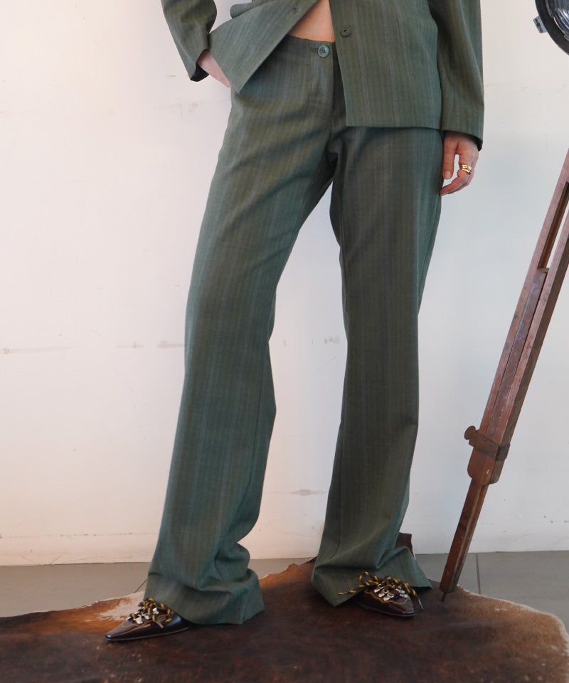 FUMIKA_UCHIDA ラフィアパンツ RAFFIA SLACKS 36 FUMIKA＿UCHIDA＞Striped Wool Suiting Low-waist Slacks | MAKES