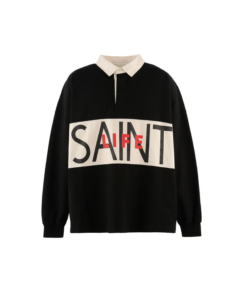 SAINT MICHAEL＞LS POLO SHIRT/SAINT LIFE/BLACK | MAKES ONLINE STORE
