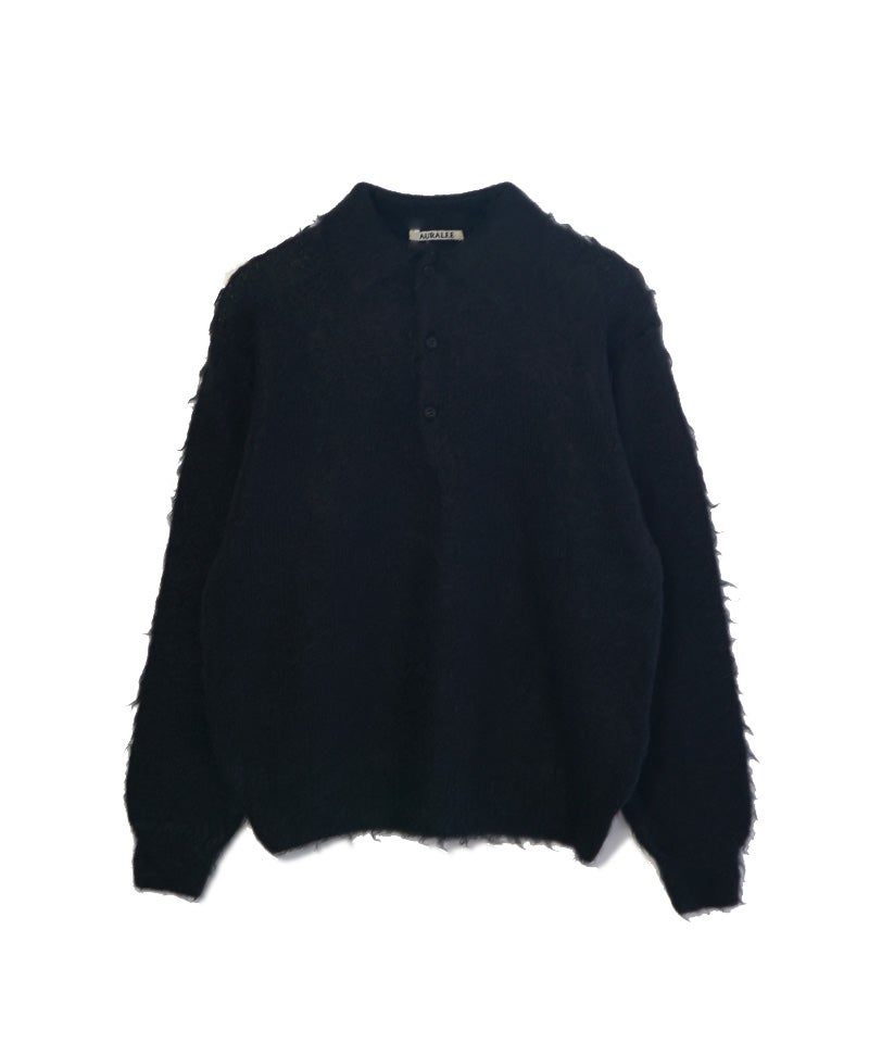 AURALEE＞BRUSHED SUPER KID MOHAIR KNIT POLO | MAKES ONLINE STORE