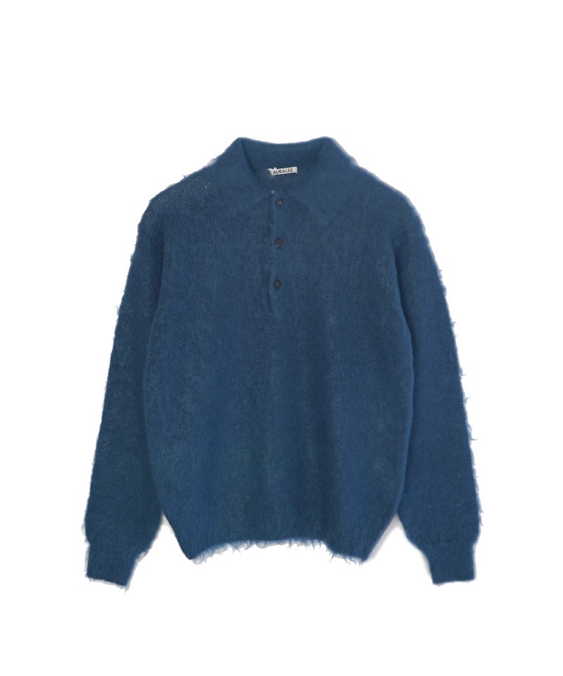 AURALEE＞BRUSHED SUPER KID MOHAIR KNIT POLO | MAKES ONLINE STORE