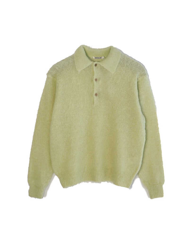 AURALEE＞BRUSHED SUPER KID MOHAIR KNIT POLO | MAKES ONLINE STORE